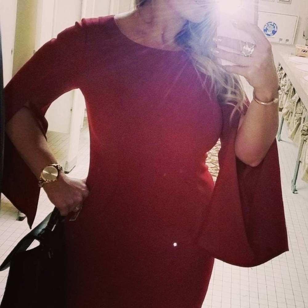 Calvin Klein Red Womens Size 10 Split-Sleeve